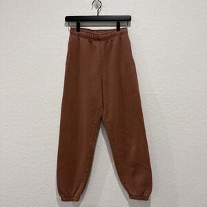 TNA Aritzia Cozy Fleece Mega Sweatpants Joggers Brown Rust Color Size XXS